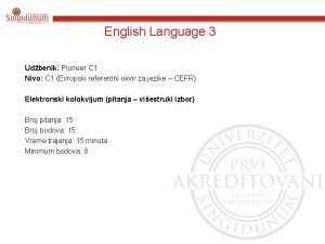 English Language 3 Udbenik Pioneer C 1 Nivo