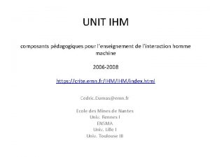 UNIT IHM composants pdagogiques pour lenseignement de linteraction