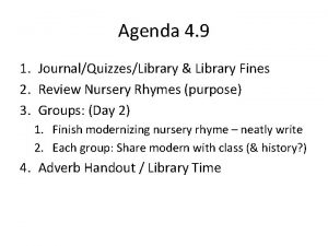 Agenda 4 9 1 JournalQuizzesLibrary Library Fines 2