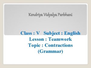 Kendriya Vidyalya Parbhani Class V Subject English Lesson