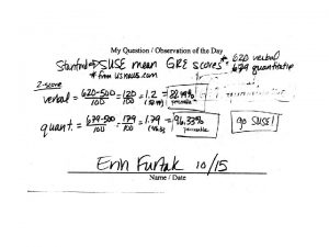 Wednesday October 16 Sampling distribution of the mean