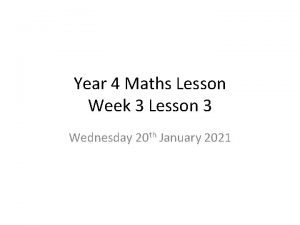 Year 4 Maths Lesson Week 3 Lesson 3