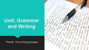 Unit Grammar and Writing Theme The writing process