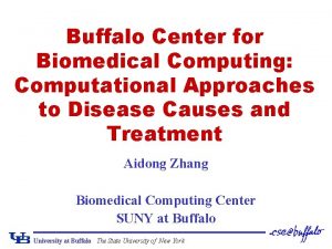 Buffalo Center for Biomedical Computing Computational Approaches to