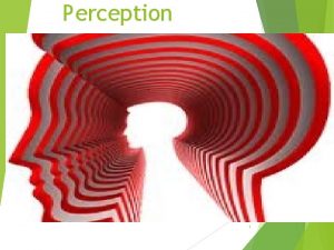 Perception 1 Perception The process by which an