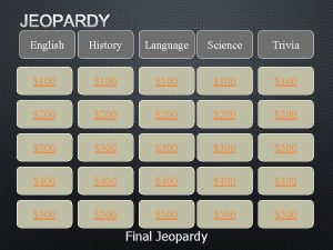 JEOPARDY English History Language Science Trivia 100 100