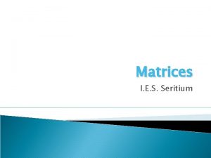 Matrices I E S Seritium Introduccin Las matrices