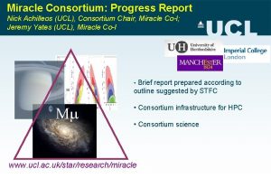 Miracle Consortium Progress Report Nick Achilleos UCL Consortium