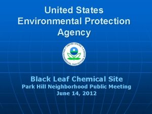 United States Environmental Protection Agency Black Leaf Chemical
