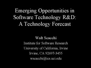 Emerging Opportunities in Software Technology RD A Technology