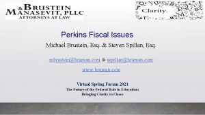 Perkins Fiscal Issues Michael Brustein Esq Steven Spillan