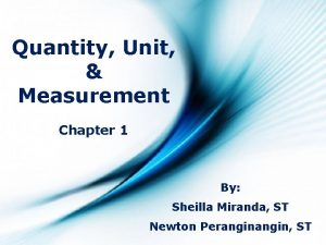 Quantity Unit Measurement Chapter 1 By Sheilla Miranda