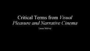 Critical Terms from Visual Pleasure and Narrative Cinema