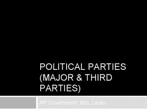 POLITICAL PARTIES MAJOR THIRD PARTIES AP Government Mrs