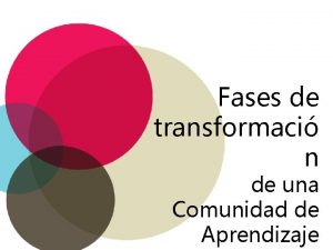 Fases de transformaci n de una Comunidad de