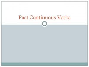 Past Continuous Verbs Form of Past Continuous Subject