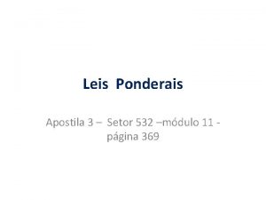 Leis Ponderais Apostila 3 Setor 532 mdulo 11