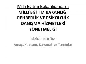 Mill Eitim Bakanlndan MLL ETM BAKANLII REHBERLK VE