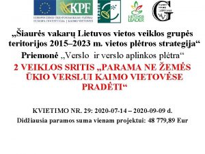 iaurs vakar Lietuvos vietos veiklos grups teritorijos 2015