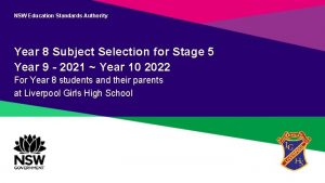 NSW Education Standards Authority Year 8 Subject Selection