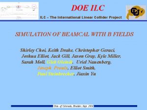 DOE ILC The International Linear Collider Project SIMULATION
