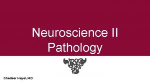 Neuroscience II Pathology Ghadeer Hayel MD Central nervous