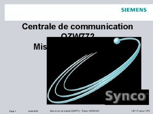 Centrale de communication OZW 772 Mise jour du