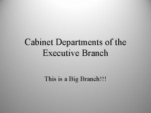 Cabinet Departments of the Executive Branch This is