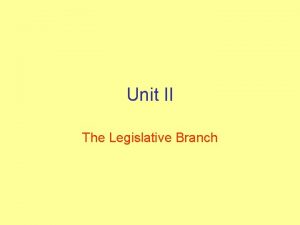 Unit II The Legislative Branch Ideology means political