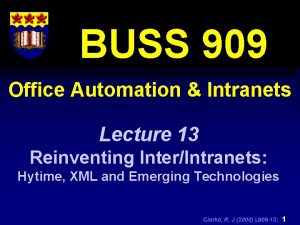 BUSS 909 Office Automation Intranets Lecture 13 Reinventing