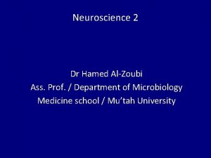 Neuroscience 2 Dr Hamed AlZoubi Ass Prof Department