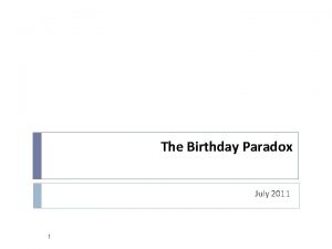 The Birthday Paradox July 2011 1 Definition Birthday