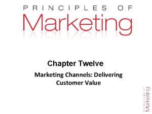 Chapter Twelve Marketing Channels Delivering Customer Value Chapter