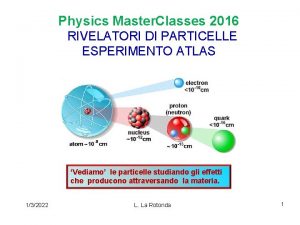 Physics Master Classes 2016 RIVELATORI DI PARTICELLE ESPERIMENTO