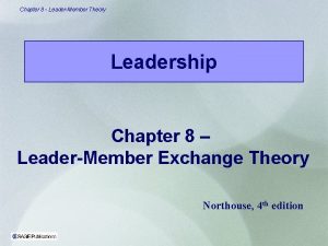 Chapter 8 LeaderMember Theory Leadership Chapter 8 LeaderMember