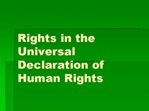 Rights in the Universal Declaration of Human Rights