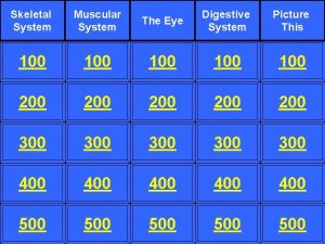 Skeletal System Muscular System The Eye Digestive System