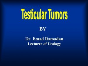 BY Dr Emad Ramadan Lecturer of Urology Classification
