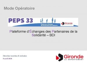 Mode Opratoire Plateforme dchanges des Partenaires de la