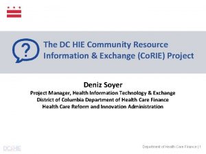 The DC HIE Community Resource Information Exchange Co