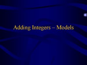 Adding Integers Models Definition Positive number a number