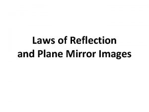 Laws of Reflection and Plane Mirror Images Reflection