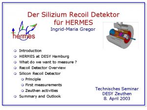 Der Silizium Recoil Detektor fr HERMES IngridMaria Gregor