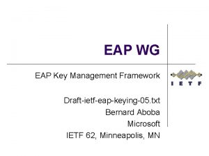 EAP WG EAP Key Management Framework Draftietfeapkeying05 txt