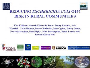 REDUCING ESCHERICHIA COLI O 157 RISK IN RURAL