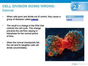 2 7 CELL DIVISION GOING WRONG Cancer When