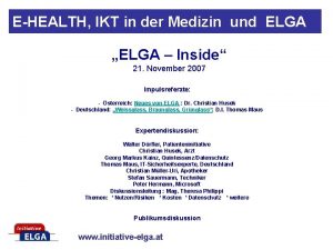 EHEALTH IKT in der Medizin und ELGA ELGA