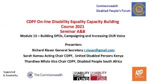 Commonwealth Disabled Peoples Forum CDPF Online Disability Equality