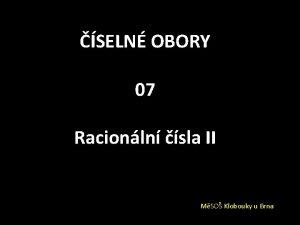 SELN OBORY 07 Racionln sla II MSO Klobouky