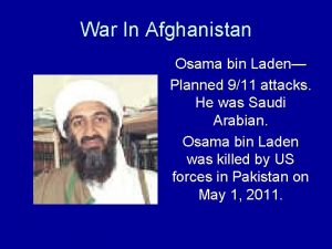 War In Afghanistan Osama bin Laden Planned 911